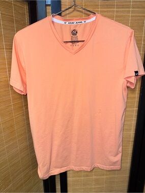 XRAY Jeans Men's Orange V-Neck Short Sleeve T-Shirt Size Medium